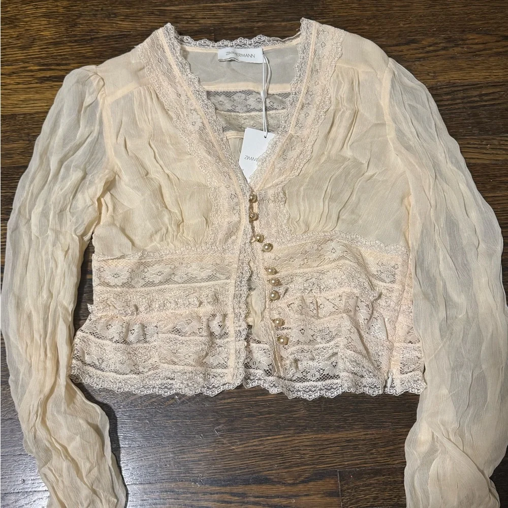 Zimmermann Natura V Neck Button Bodice Blouse - Picture 2 of 8